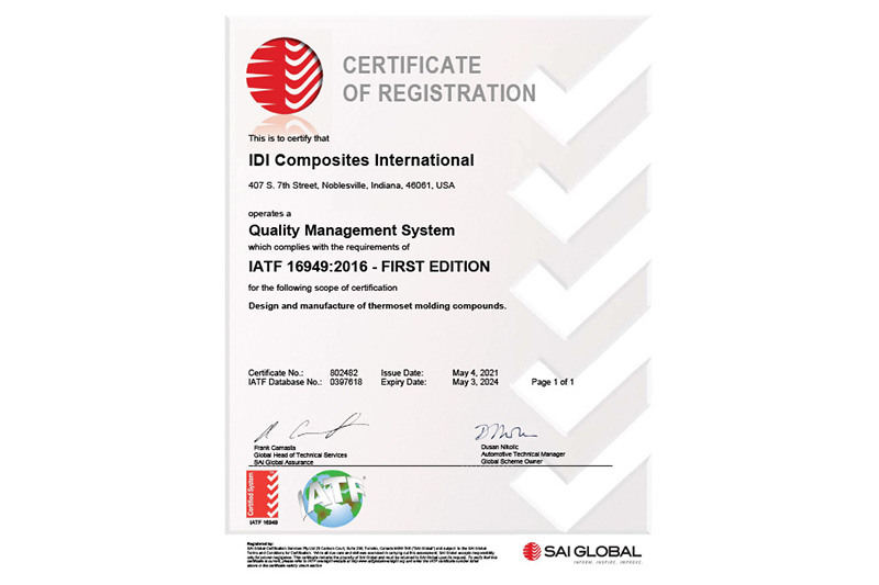 IDI Receives IATF 16949 Certification